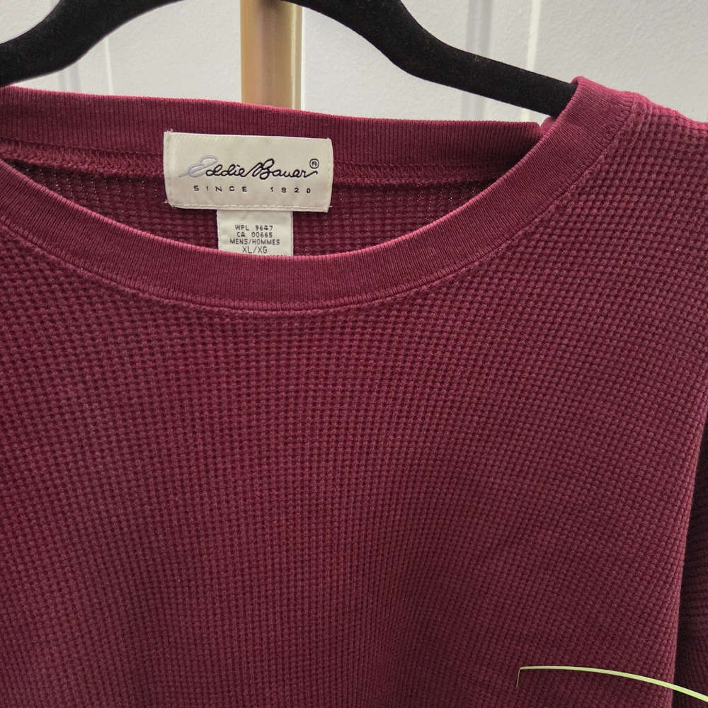 Men's Eddie Bauer Deep Red Waffle Knit Shirt Sz XL